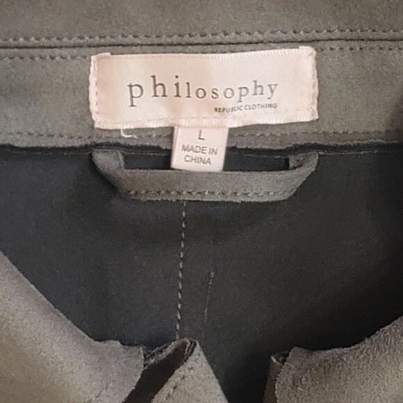 Philosophy Women's Faux Suede Moto Jacket SZ L - Picture 8 of 10